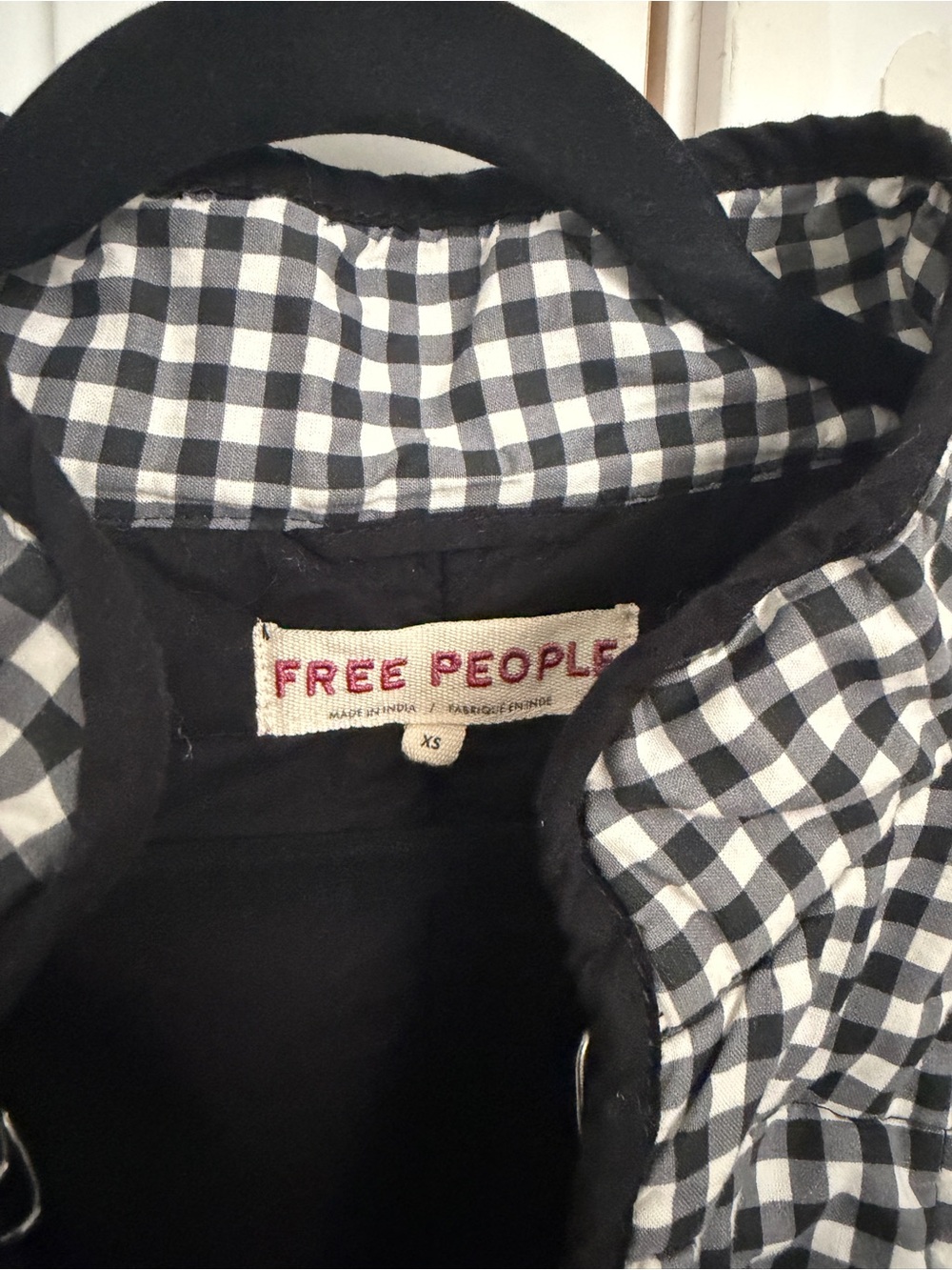 Free People Chloe Black & White Gingham checked Quilted Jacket - Picture 3 of 5